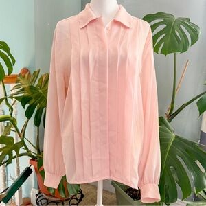 Vintage 80’s Christie & Jill Pink Long Sleeve Pleated Blouse